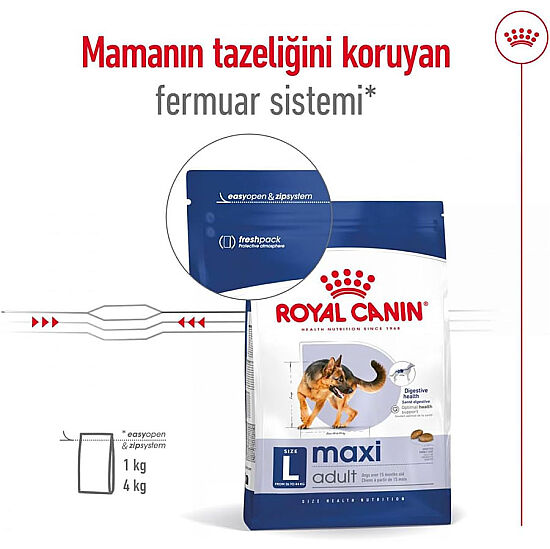 Royal Canin Maxi Adult Büyük Irk Köpek Maması 15 Kg x 2 Adet + Temizlik Mendili - 7