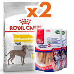 Royal Canin - Royal Canin Maxi Dermacomfort Hassas Köpek Maması 12 Kg x 2 Adet + 2 Adet Esca Food Köpek Ödülü