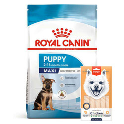 Royal Canin - Royal Canin Maxi Puppy Büyük Irk Yavru Köpek Maması 15 Kg + Wanpy Creamy Treat 5x14 Gr
