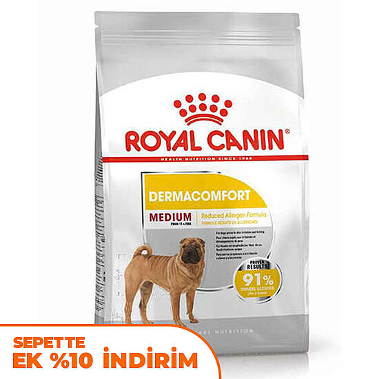 Royal Canin Medium Dermacomfort Deri Sağlığı Köpek Maması 12 Kg + Temizlik Mendili - 1