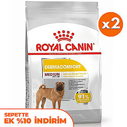 Royal Canin Medium Dermacomfort Deri Sağlığı Köpek Maması 12 Kg x 2 Adet + Temizlik Mendili - Royal Canin