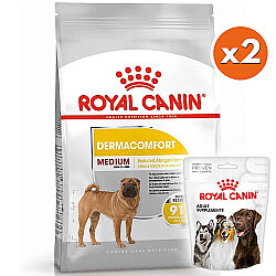 Royal Canin Medium Dermacomfort Deri Sağlığı Köpek Maması 12 Kg x 2 Ade + 6 Adet Royal Canin Köpek Ödülü - Royal Canin