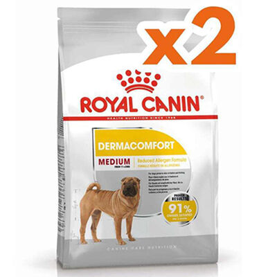 Royal Canin Medium Dermacomfort Deri Sağlığı Köpek Maması 12 Kg x 2 Adet + Temizlik Mendili