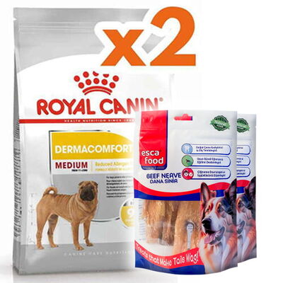 Royal Canin Medium Dermacomfort Deri Sağlığı Köpek Maması 12 Kg x 2 Adet + 2 Adet Esca Food Köpek Ödülü Royal Canin Medium Dermacomfort Deri Sağlığı Köpek Maması 12 Kg x 2 Adet + 2 Adet Esca Food Köpek Ödülü