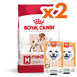 Royal Canin - Royal Canin Medium Orta Irk Köpek Maması 15 Kg x 2 Adet + 2 Adet Wanpy Creamy Treat 5x14 Gr