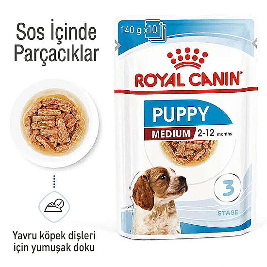 Royal Canin Medium Puppy Gravy Köpek Yaş Maması 140 Gr x 5 Adet - 3