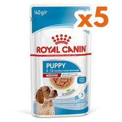 Royal Canin - Royal Canin Medium Puppy Gravy Köpek Yaş Maması 140 Gr x 5 Adet