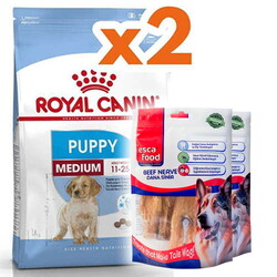 Royal Canin - Royal Canin Medium Puppy Orta Irk Yavru Köpek Maması 15 Kg x 2 Adet + 2 Adet Esca Food Köpek Ödülü