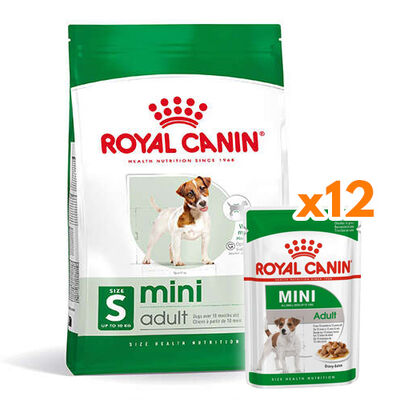Royal Canin Mini Adult Küçük Irk Köpek Maması 8 Kg + 12 Adet Royal Canin Yaş Mama