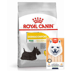 Royal Canin - Royal Canin Mini Dermacomfort Küçük Irk Hassas Köpek Maması 3 Kg + Wanpy Creamy Treat 5x14 Gr