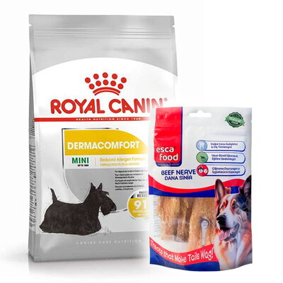 Royal Canin Mini Dermacomfort Küçük Irk Hassas Köpek Maması 3 Kg + Esca Food Köpek Ödülü Royal Canin Mini Dermacomfort Küçük Irk Hassas Köpek Maması 3 Kg + Esca Food Köpek Ödülü