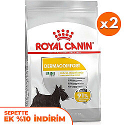 Royal Canin Mini Dermacomfort Küçük Irk Hassas Köpek Maması 3 Kg x 2 Adet + Temizlik Mendili - Royal Canin