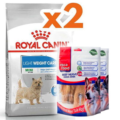 Royal Canin Mini Light Küçük Irk Diyet Köpek Maması 3 Kg x 2 Adet + 2 Adet Esca Food Köpek Ödülü