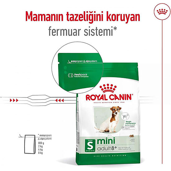 Royal Canin Mini Adult +8 Küçük Irk Yaşlı Köpek Maması 2 Kg + Temizlik Mendili - 3