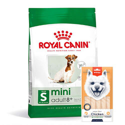 Royal Canin - Royal Canin Mini Adult +8 Küçük Irk Yaşlı Köpek Maması 2 Kg + Wanpy Creamy Treat 5x14 Gr