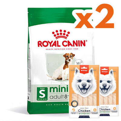 Royal Canin Mini Adult +8 Küçük Irk Yaşlı Köpek Maması 2 Kg x 2 Adet + 2 Adet Wanpy Creamy Treat 5x14 Gr
