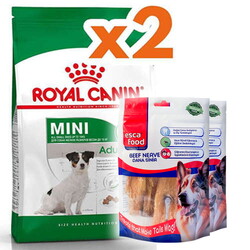 Royal Canin - Royal Canin Mini Adult +8 Küçük Irk Yaşlı Köpek Maması 2 Kg x 2 Adet + 2 Adet Esca Food Köpek Ödülü