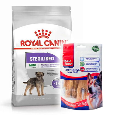 Royal Canin Mini Sterilised Küçük Irk Kısırlaştırılmış Köpek Maması 3 Kg + Esca Food Köpek Ödülü