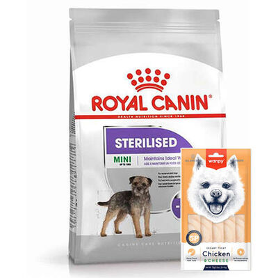 Royal Canin Mini Sterilised Küçük Irk Kısırlaştırılmış Köpek Maması 3 Kg + Wanpy Creamy Treat 5x14 Gr