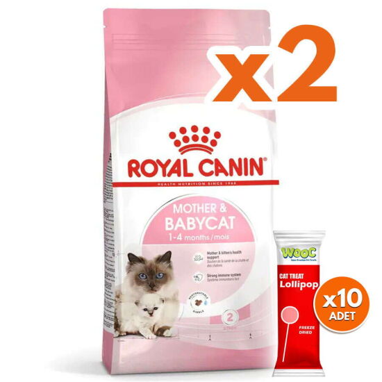 Royal Canin Mother & Babycat Yavru Kedi Maması 4 Kg x 2 Adet + 10 Adet Wooc Lolipop Ödül - 1