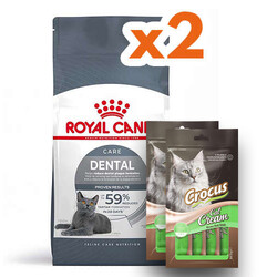Royal Canin - Royal Canin Dental Care Diş Sağlığı Kedi Maması 1,5 Kg x 2 Adet + 2 Adet Crocus Cream Ödül 4x15 Gr