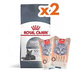 Royal Canin - Royal Canin Dental Care Diş Sağlığı Kedi Maması 1,5 Kg x 2 Adet + 2 Adet Wanpy Creamy Treat 5x14 Gr