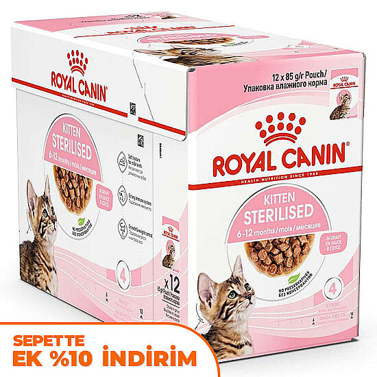 Royal Canin BOX Pouch Gravy Kitten Sterilised Kısırlaştırılmış Yavru Yaş Kedi Maması 85 Gr x 12 Adet - 1