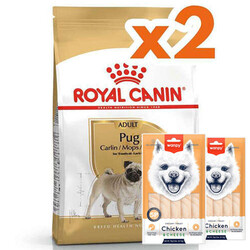 Royal Canin - Royal Canin Pug Irkına Özel Köpek Maması 1,5 Kg x 2 Adet + 2 Adet Wanpy Creamy Treat 5x14 Gr