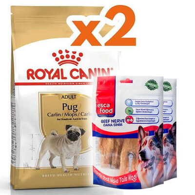Royal Canin Pug Irkına Özel Köpek Maması 1,5 Kg x 2 Adet + 2 Adet Esca Food Köpek Ödülü