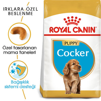 Royal Canin Cocker Puppy Irk Yavru Köpek Maması 3 Kg x 2 Adet + Temizlik Mendili