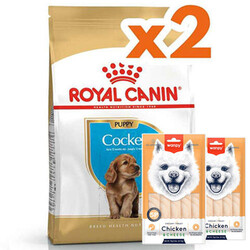 Royal Canin - Royal Canin Cocker Puppy Irk Yavru Köpek Maması 3 Kg x 2 Adet + 2 Adet Wanpy Creamy Treat 5x14 Gr