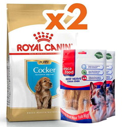 Royal Canin - Royal Canin Cocker Puppy Irk Yavru Köpek Maması 3 Kg x 2 Adet + 2 Adet Esca Food Köpek Ödülü