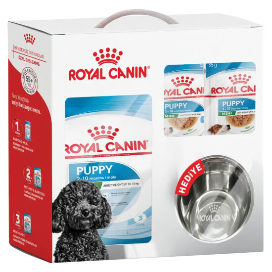 Royal Canin Puppy Yavru Köpek Maması 2 Kg + 6 Adet Puppy 85 Gr Yaş Mama + Mama Kabı - 1