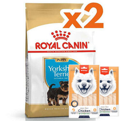 Royal Canin - Royal Canin Yorkshire Terrier Puppy Yavru Köpek Maması 1,5 Kg x 2 Adet + 2 Adet Wanpy Creamy Treat 5x14 Gr