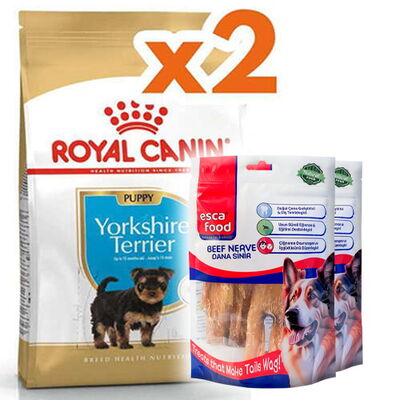 Royal Canin Yorkshire Terrier Puppy Yavru Köpek Maması 1,5 Kg x 2 Adet + 2 Adet Esca Food Köpek Ödülü