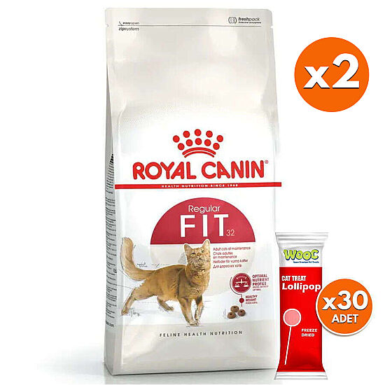 Royal Canin Regular Fit Kedi Maması 10 Kg x 2 Adet + 30 Adet Wooc Lolipop Ödül - 1