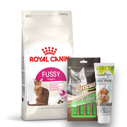 Royal Canin - Royal Canin Fussy Exigent Seçici Kedi Maması 10 Kg + Crocus Cream 4x15 Gr + Garden Mix Paste