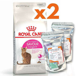 Royal Canin - Royal Canin Savour Exigent Seçici Kedi Maması 10 Kg x 2 Adet + 2 Adet 10Lu Lolipop Kedi Ödülü + Temizlik Mendili