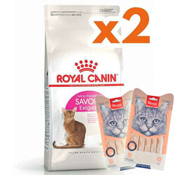 Royal Canin - Royal Canin Savour Exigent Seçici Kedi Maması 4 Kg x 2 Adet + 2 Adet Wanpy Creamy Treat 5x14 Gr