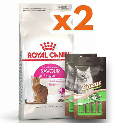 Royal Canin Savour Exigent Seçici Kedi Maması 4 Kg x 2 Adet + 2 Adet Crocus Cream Ödül 4x15 Gr Royal Canin Savour Exigent Seçici Kedi Maması 4 Kg x 2 Adet + 2 Adet Crocus Cream Ödül 4x15 Gr
