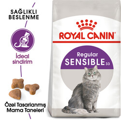 Royal Canin Sensible Hassas Kedi Maması 15 Kg x 2 Adet + 2 Adet 10Lu Lolipop Kedi Ödülü + Temizlik Mendili - Thumbnail