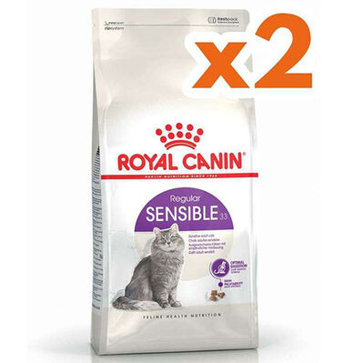 Royal Canin Sensible Hassas Kedi Maması 15 Kg x 2 Adet + 2 Adet 10Lu Lolipop Kedi Ödülü + Temizlik Mendili