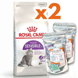 Royal Canin - Royal Canin Sensible Hassas Kedi Maması 15 Kg x 2 Adet + 2 Adet 10Lu Lolipop Kedi Ödülü