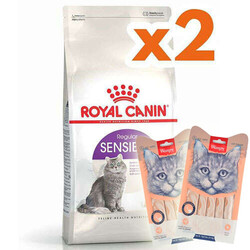 Royal Canin - Royal Canin Sensible Hassas Kedi Maması 4 Kg x 2 Adet + 2 Adet Wanpy Creamy Treat 5x14 Gr