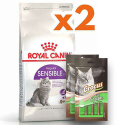 Royal Canin - Royal Canin Sensible Hassas Kedi Maması 4 Kg x 2 Adet + 2 Adet Crocus Cream Ödül 4x15 Gr