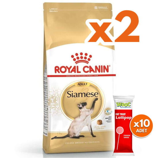 Royal Canin Siamese Siyam Kedilerine Özel Mama 2 Kg x 2 Adet + 10 Adet Wooc Lolipop Ödül - 1