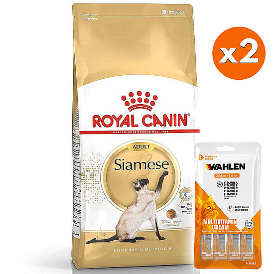 Royal Canin Siamese Siyam Kedilerine Özel Mama 2 Kg x 2 Adet + 2 Paket Wahlen Multivitamin 4x15 Gr - 1