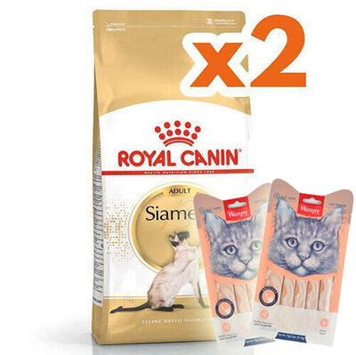 Royal Canin Siamese Siyam Kedilerine Özel Mama 2 Kg x 2 Adet + 2 Adet Wanpy Creamy Treat 5x14 Gr