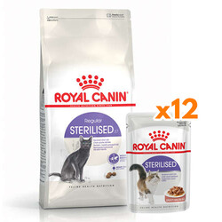 Royal Canin - Royal Canin Sterilised Kısırlaştırılmış Kedi Maması 15 Kg + 12 Adet Royal Canin Yaş Mama
