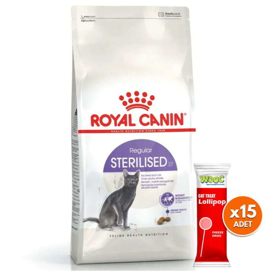 Royal Canin Sterilised Kısırlaştırılmış Kedi Maması 15 Kg + 15 Adet Wooc Lolipop Ödül - 1
